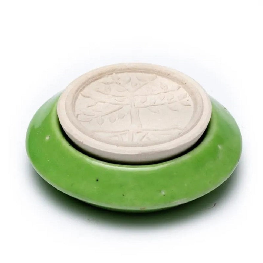 Geursteen Bloem des Levens met Donkergroene Basis (7,5 cm)