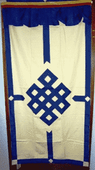 Tibetaans Deurkleed Blauw-Ecru