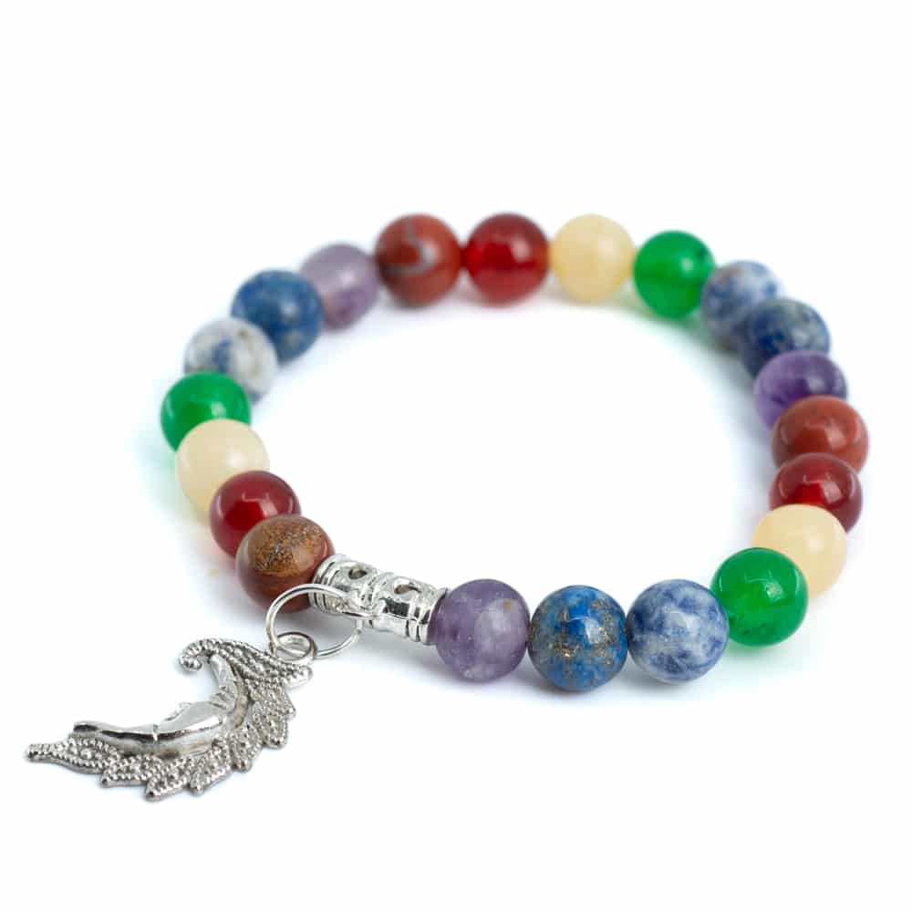 Edelsteen Armband 7 Chakra met Maan bedel – 8 mm