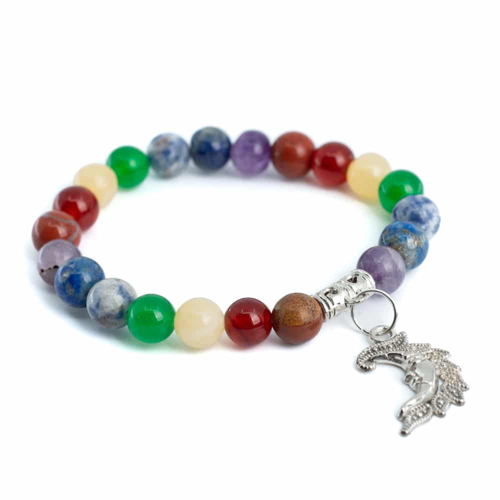 Edelsteen Armband 7 Chakra met Maan bedel – 8 mm