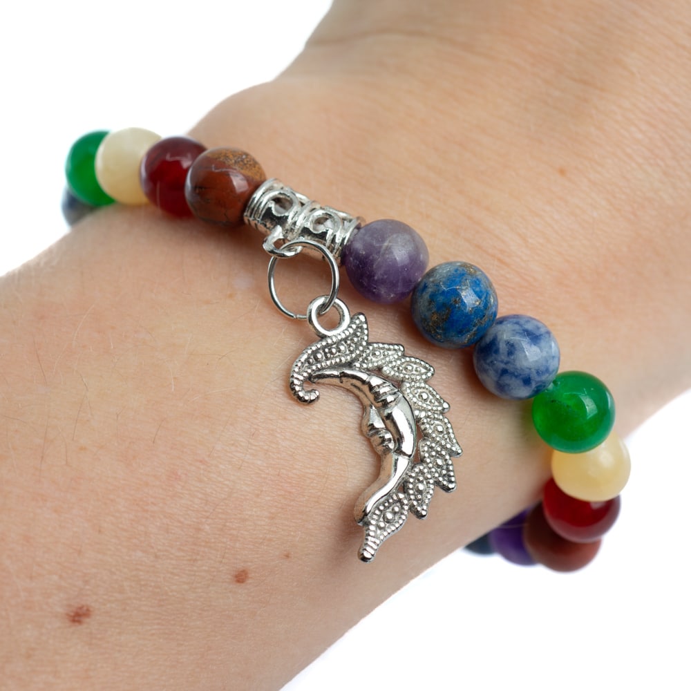 Edelsteen Armband 7 Chakra met Maan bedel – 8 mm