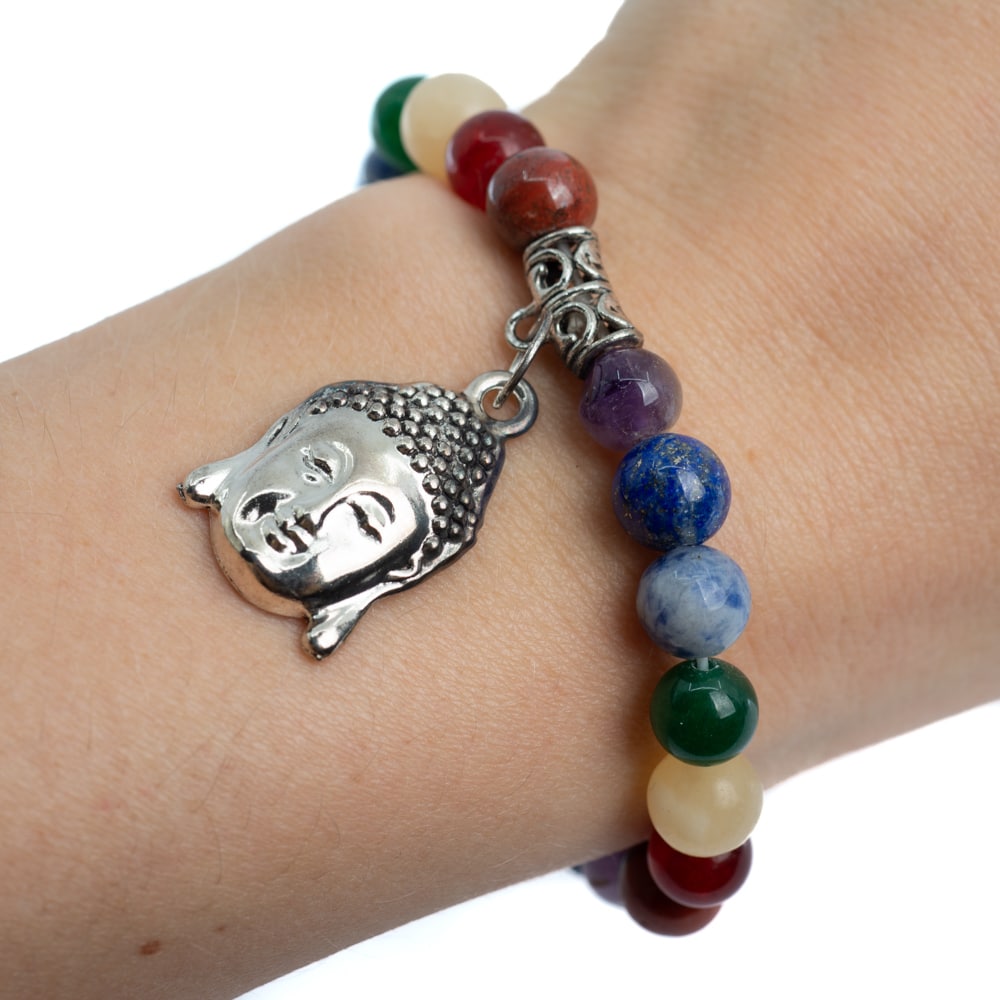 Edelsteen Armband 7 Chakra met Boeddha bedel – 8 mm