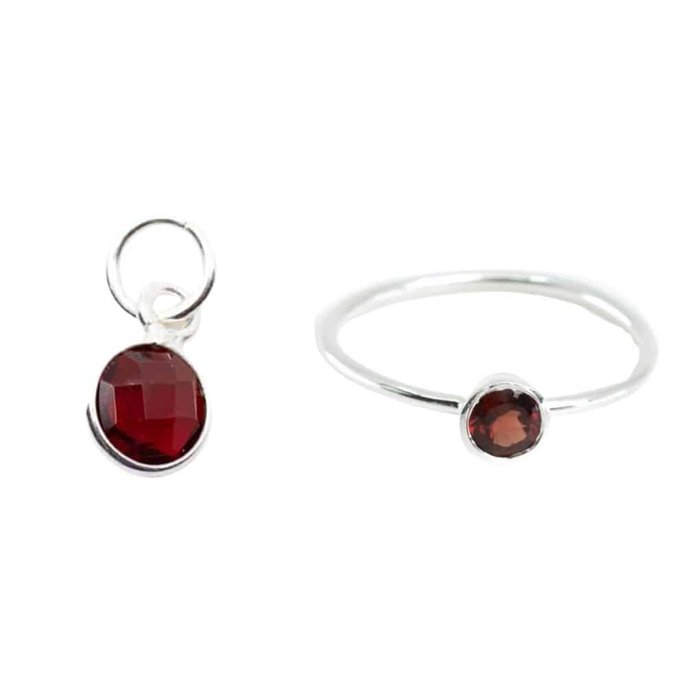 Geboortesteen Sieraden Set Januari (Zilverkleurig) – Bundel
