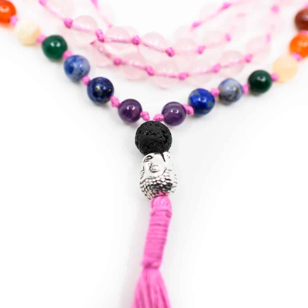 Edelsteen Armband Chakra/ Rozenkwarts Mala met 108 Kralen