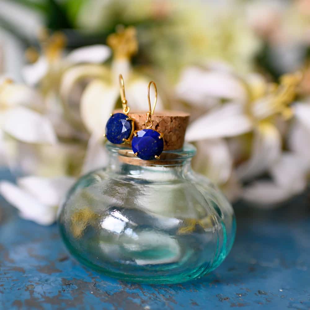 Zilveren Oorhangers Lapis Lazuli – 925 Sterling Verguld