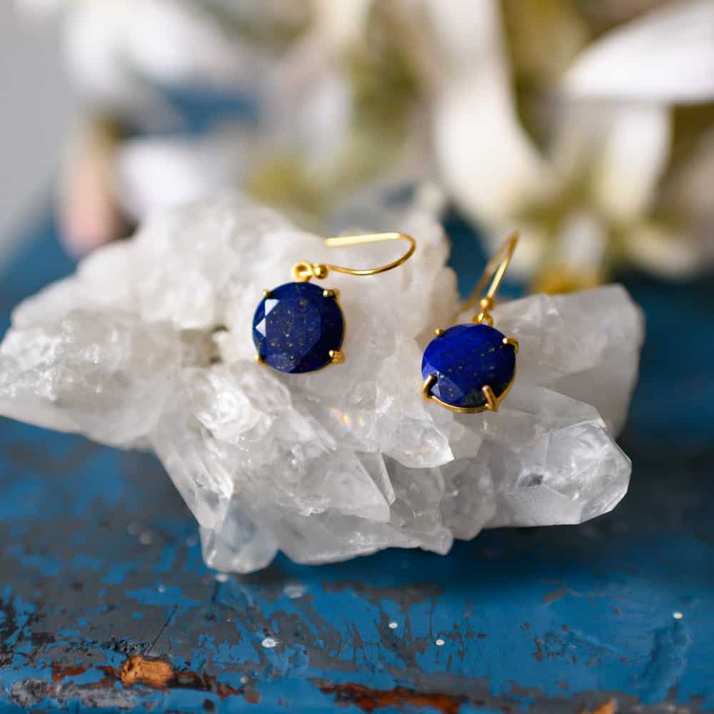 Zilveren Oorhangers Lapis Lazuli – 925 Sterling Verguld