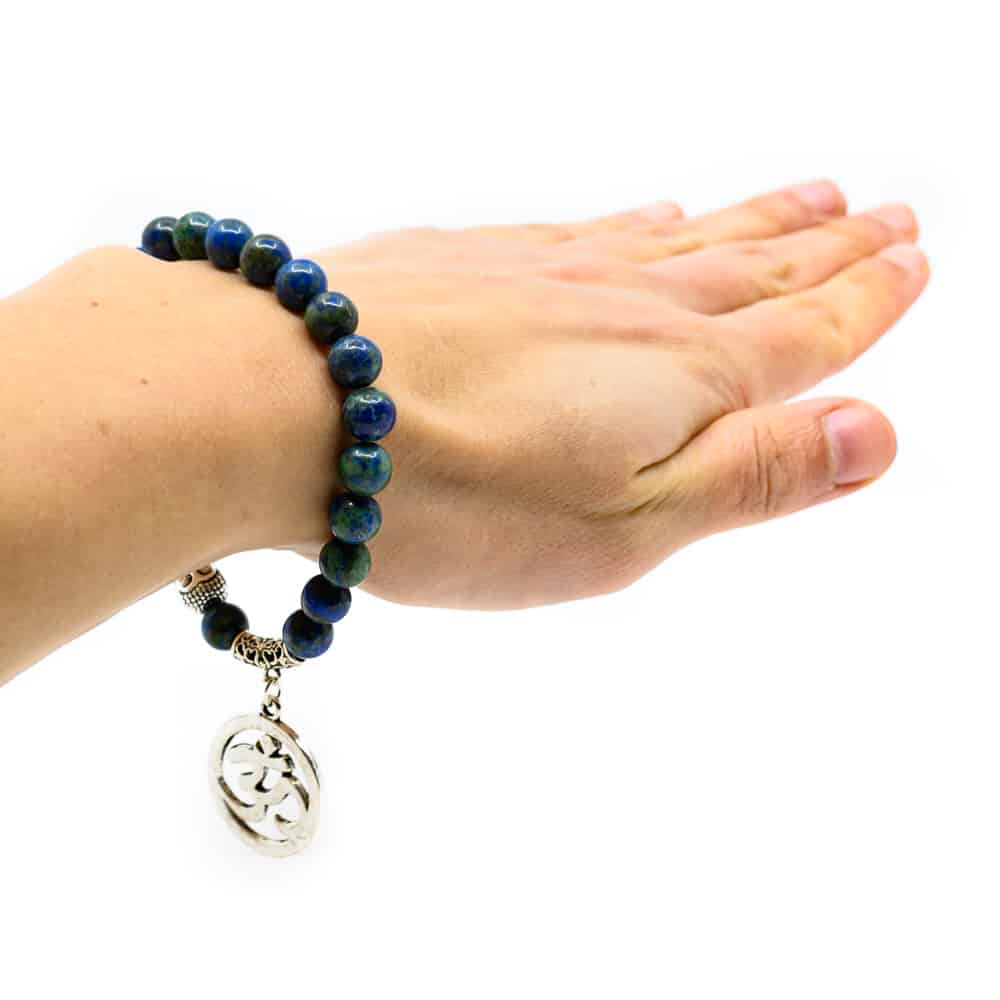 Edelsteen Armband Azuriet met OHM/ Boeddha