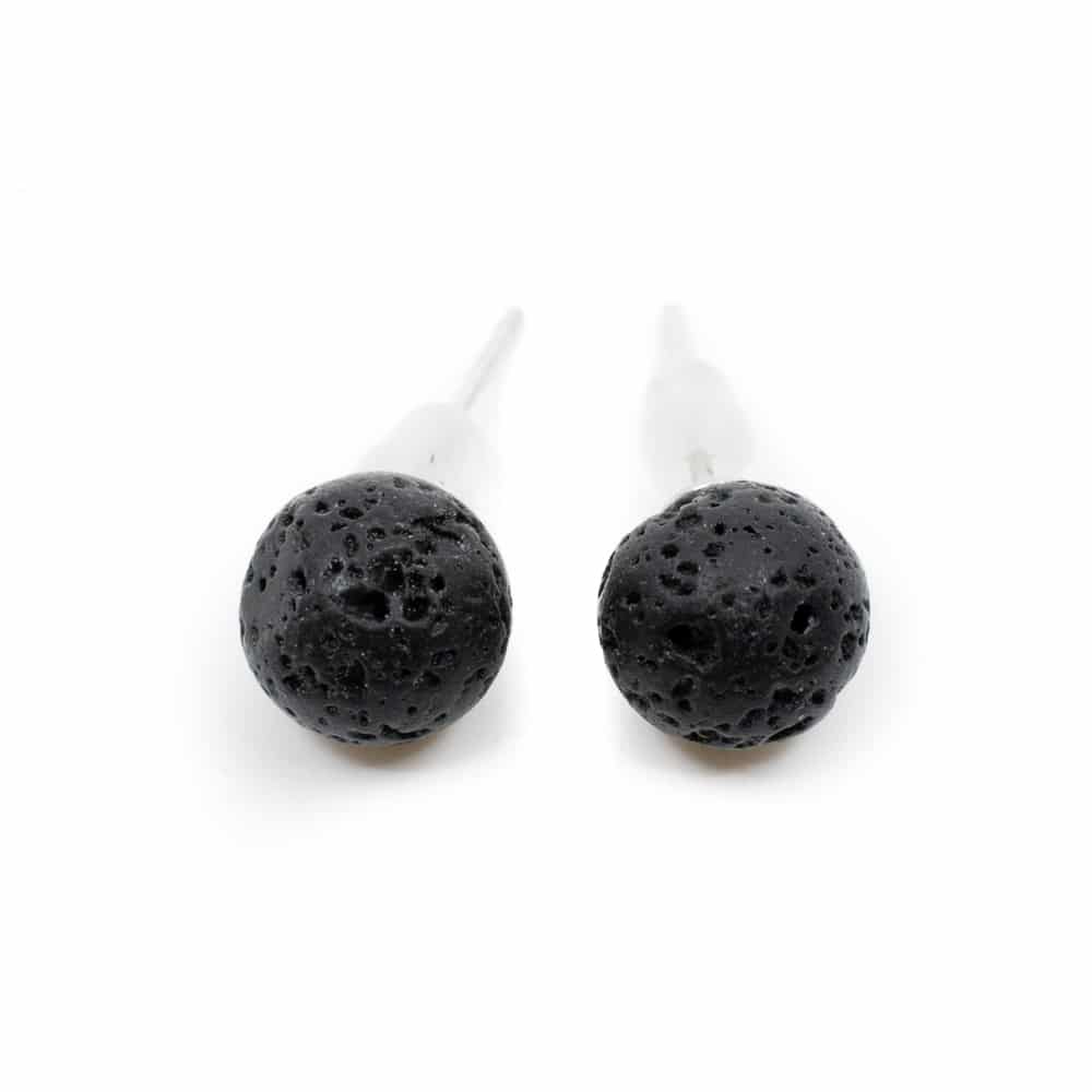Zilveren Oorstekers Lavasteen – 925 Sterling