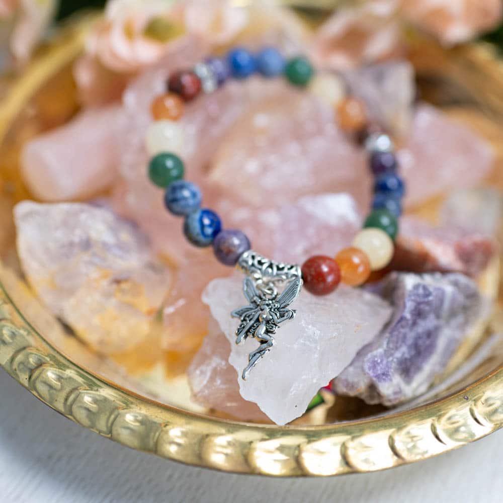 Edelsteen Armband 7 Chakra Elastisch met Elfje