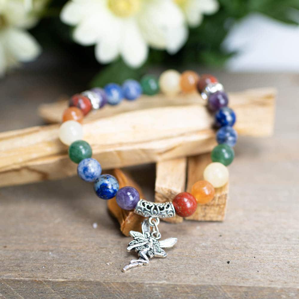 Edelsteen Armband 7 Chakra Elastisch met Elfje