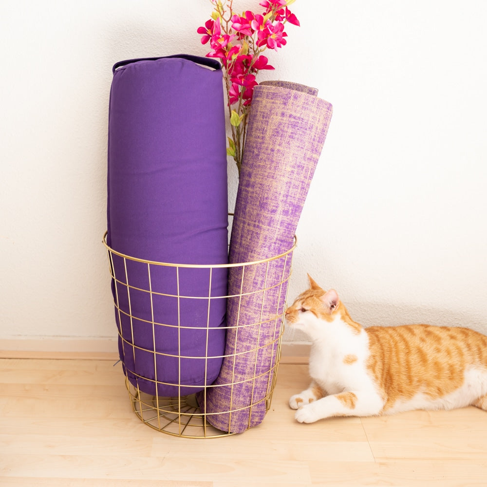 Yoga Bolster Paars Rond Katoen – Effen – 59 x 21,5 cm