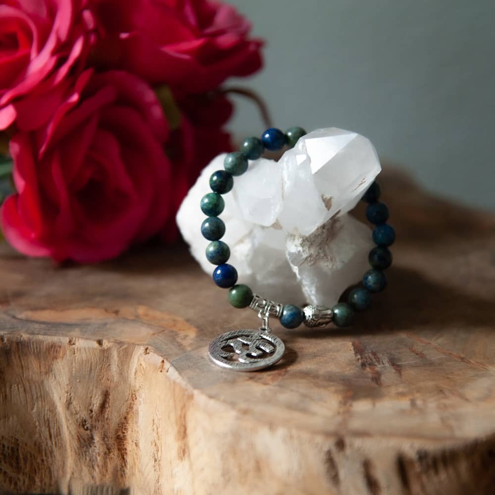 Edelsteen Armband Azuriet met OHM/ Boeddha