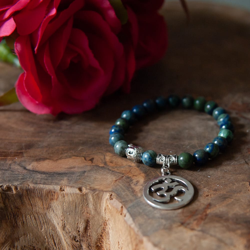 Edelsteen Armband Azuriet met OHM/ Boeddha