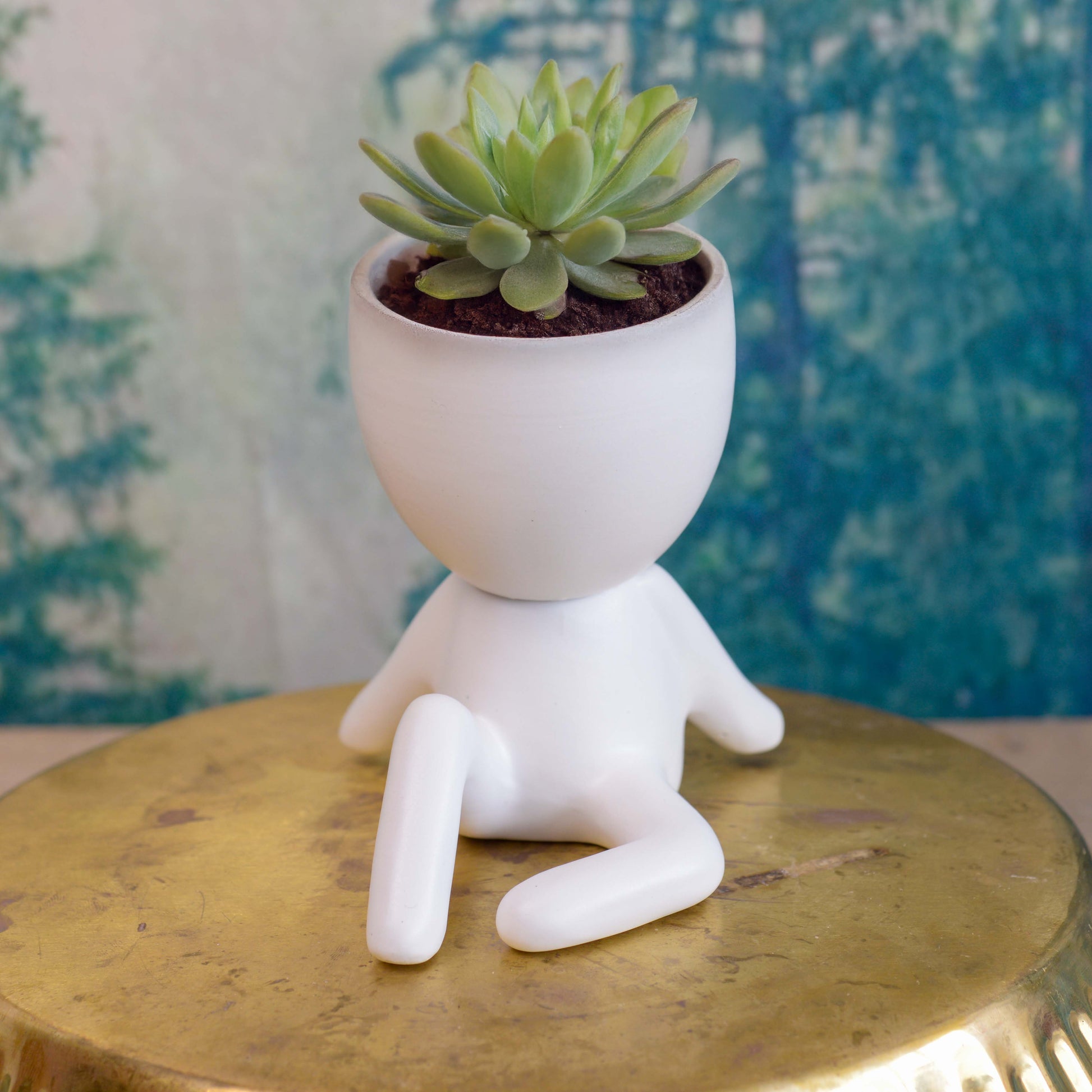 Bloempot Mannetje Chillend Wit
