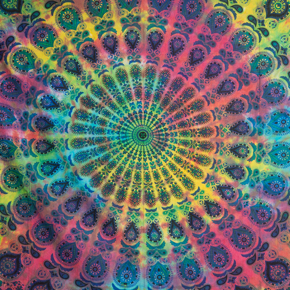 Authentiek Mandala Wandkleed Katoen Regenboog (225 x 210 cm)