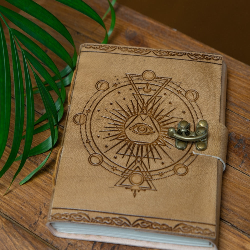 Spiritueel Notitieboekje Leer Alziend Oog (17,5 x 13 cm) – Handgemaakt