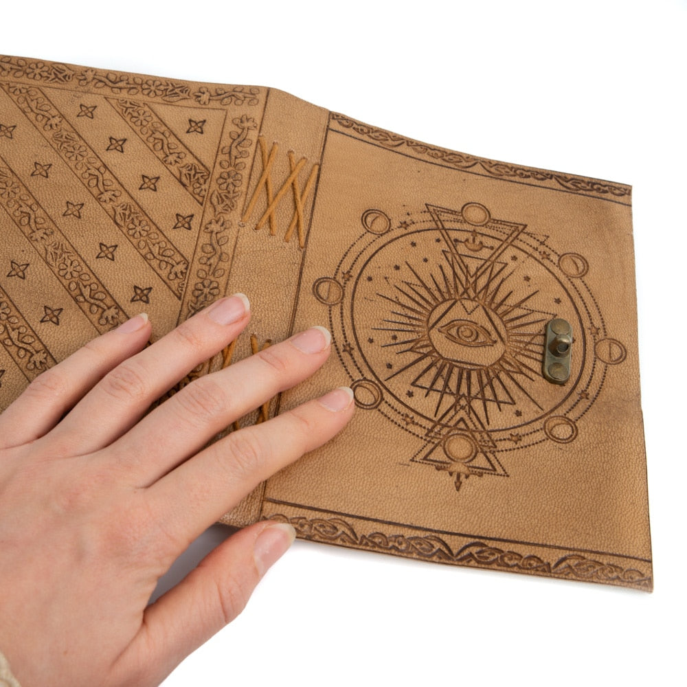Spiritueel Notitieboekje Leer Alziend Oog (17,5 x 13 cm) – Handgemaakt
