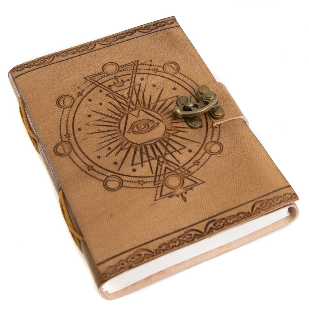 Spiritueel Notitieboekje Leer Alziend Oog (17,5 x 13 cm) – Handgemaakt