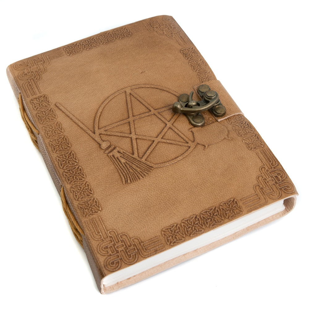 Spiritueel Notitieboekje Leer Pentagram (17,5 x 13 cm) – Handgemaakt