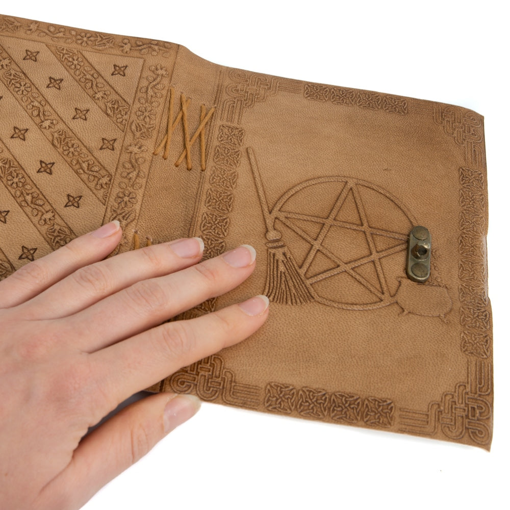 Spiritueel Notitieboekje Leer Pentagram (17,5 x 13 cm) – Handgemaakt