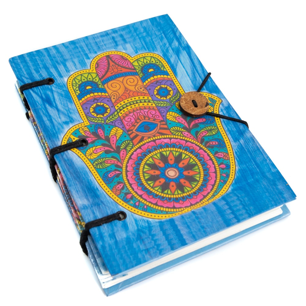 Spiritueel Notitieboekje Hamsa Hand Kleurrijk (18 x 13 cm) – Handgemaakt