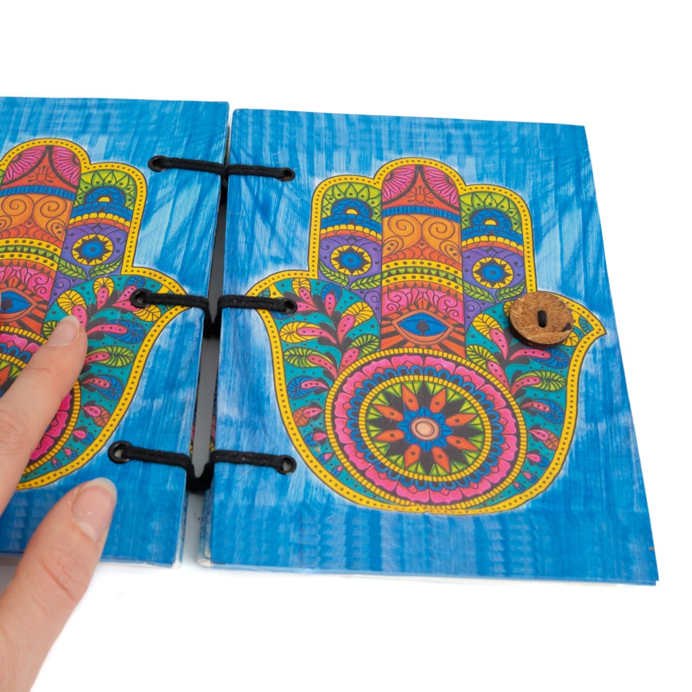 Spiritueel Notitieboekje Hamsa Hand Kleurrijk (18 x 13 cm) – Handgemaakt