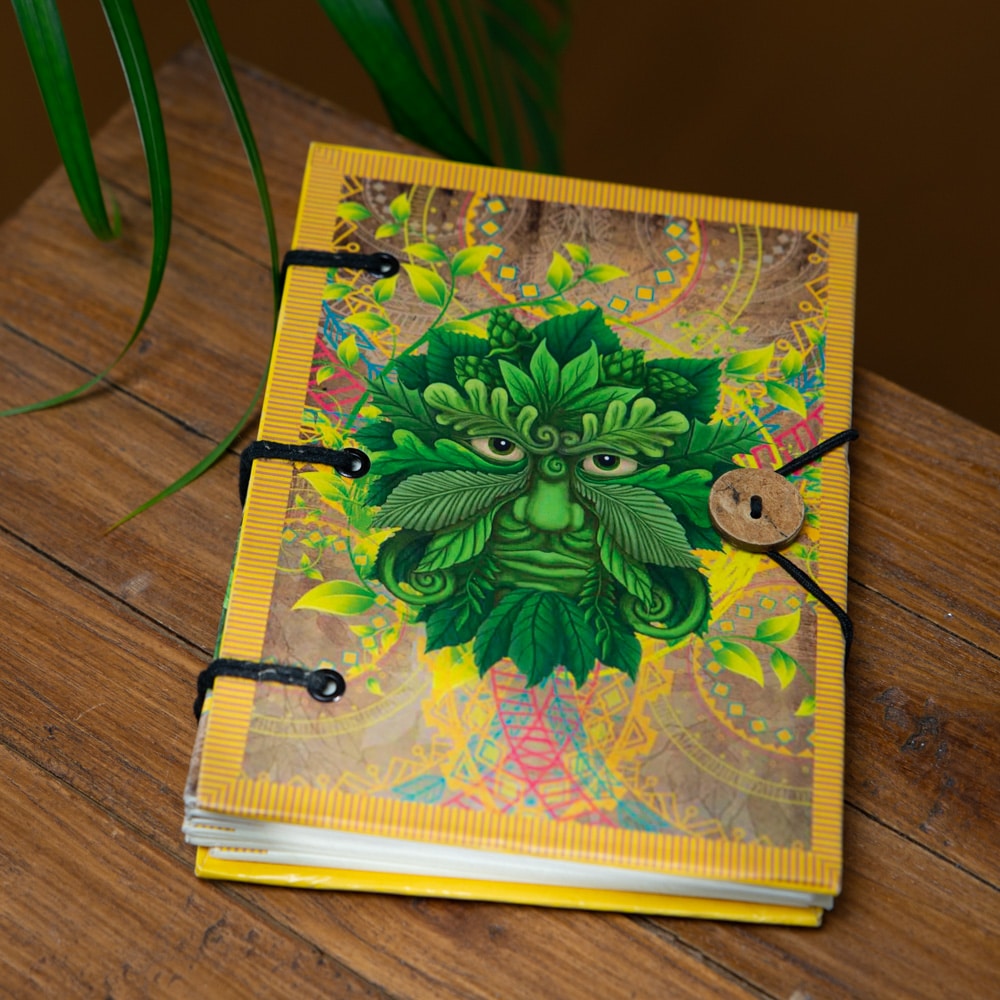 Spiritueel Notitieboekje De Groene Man Keltisch (18 x 13 cm) – Handgemaakt