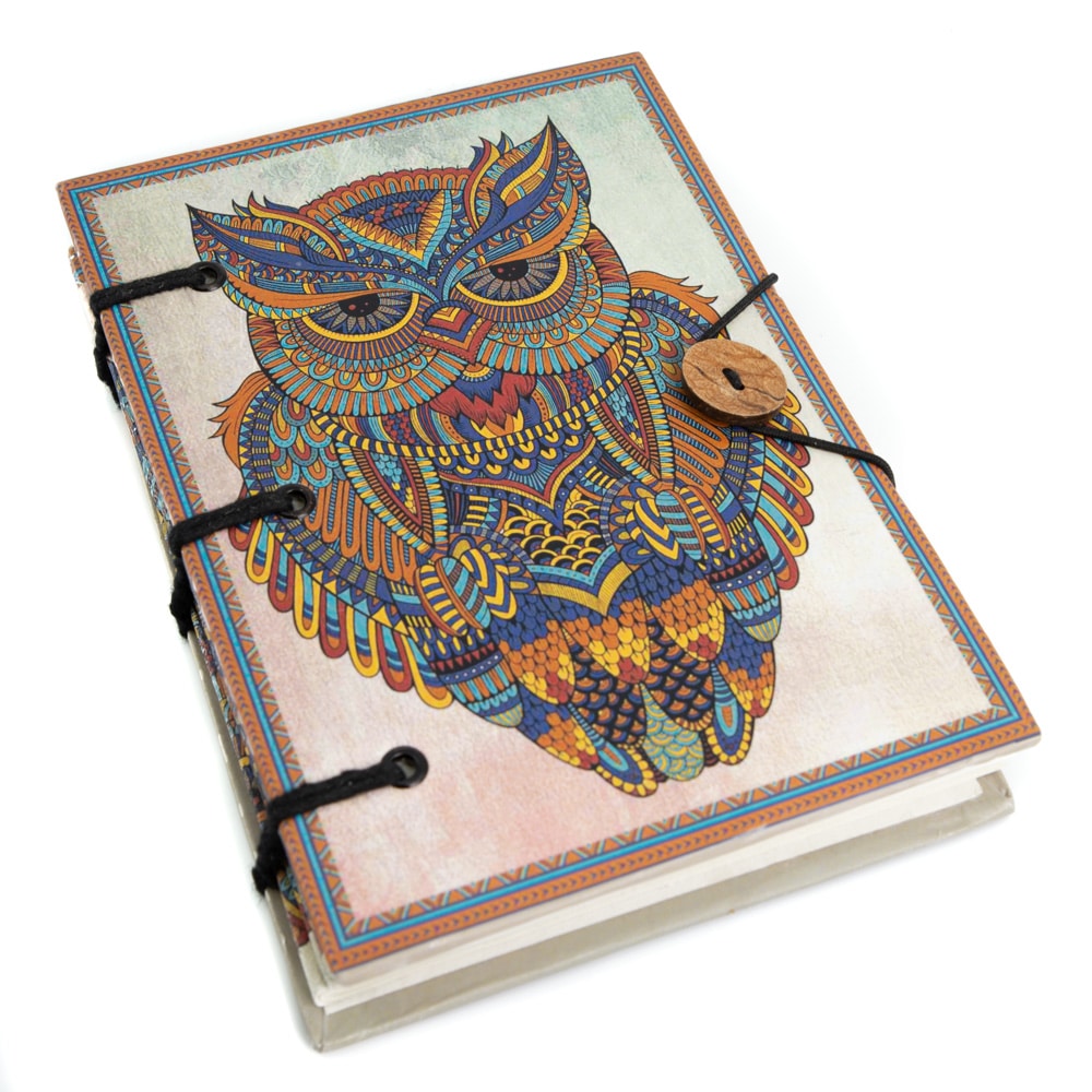 Spiritueel Notitieboekje Uil (18 x 13 cm) – Handgemaakt