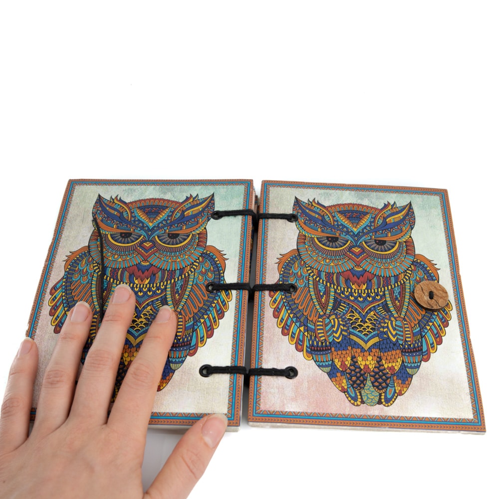 Spiritueel Notitieboekje Uil (18 x 13 cm) – Handgemaakt