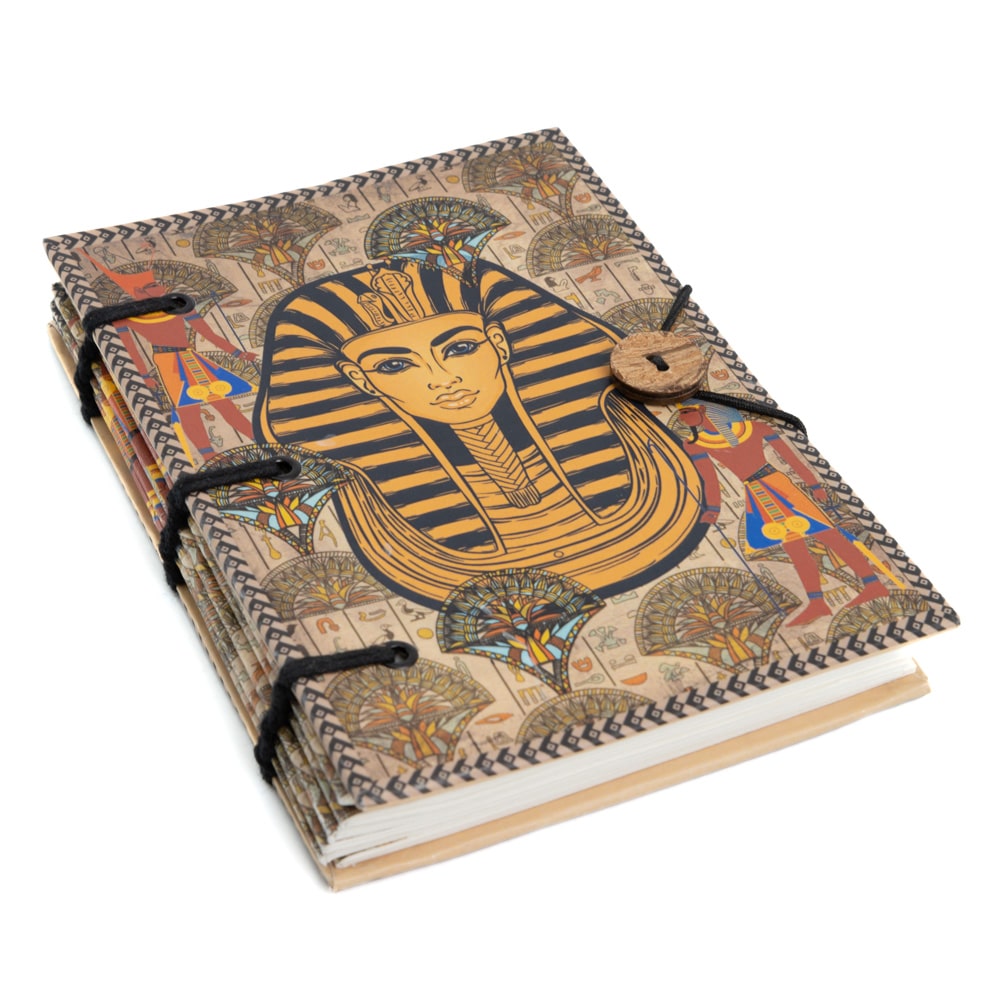 Spiritueel Notitieboekje Farao Masker (18 x 13 cm) – Handgemaakt