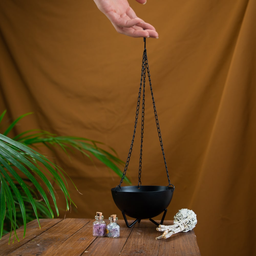 Hangende Heksenketel Zwart (11 cm Ø)