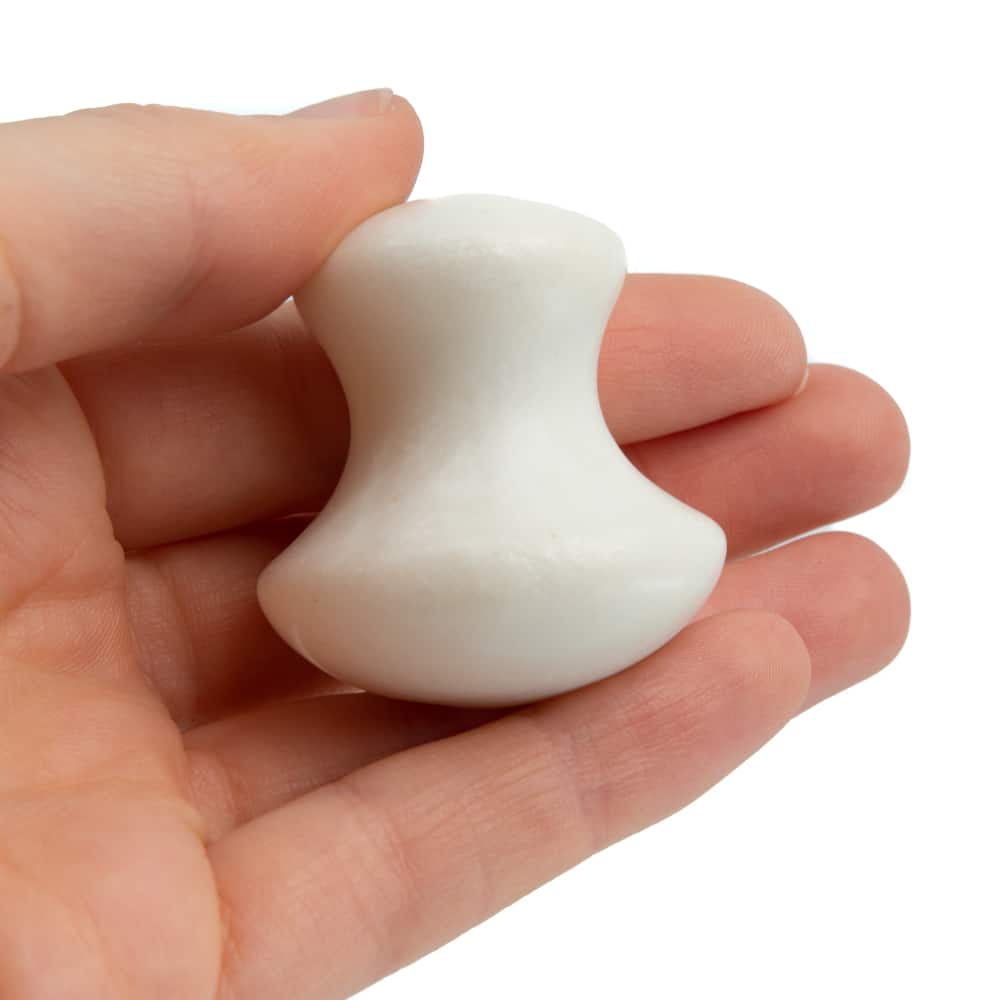 Edelstenen Guasha Massagehulp Witte Jade Paddenstoel