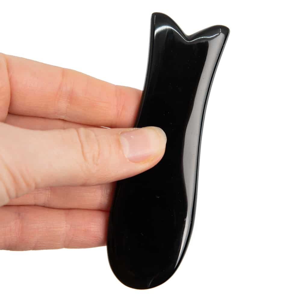 Guasha Schraper Obsidiaan Vis – 95 mm