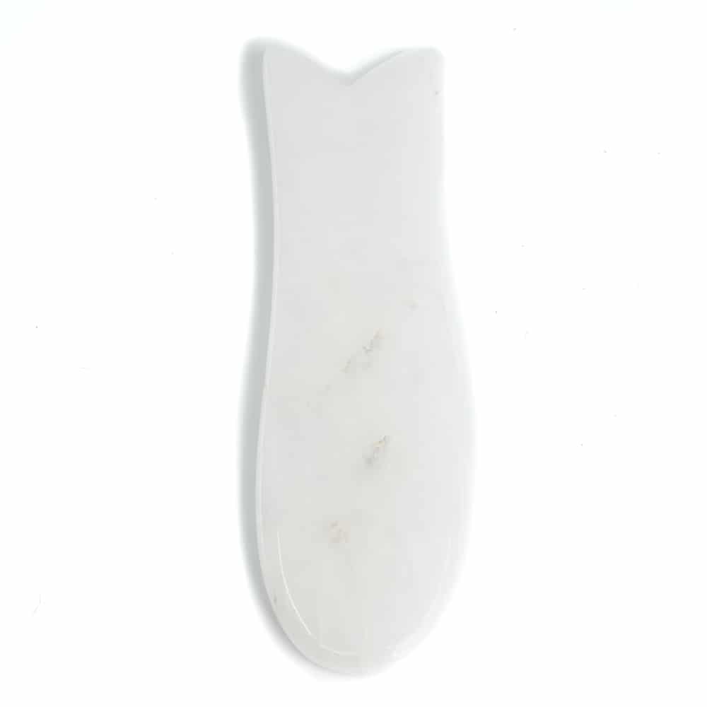 Guasha Schraper Witte Jade Vis – 95 mm