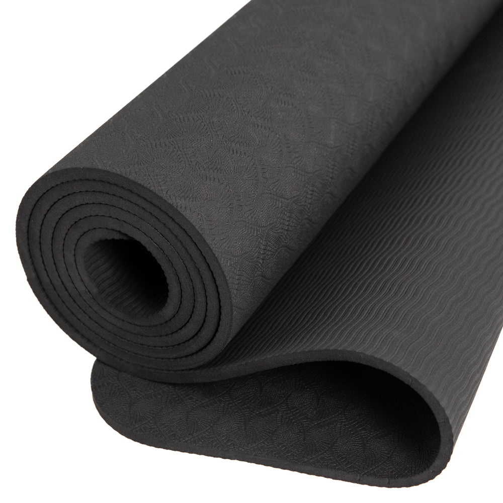 Spiru TPE Yogamat Zwart – Extra Dik – 6 mm – 183 x 61 cm