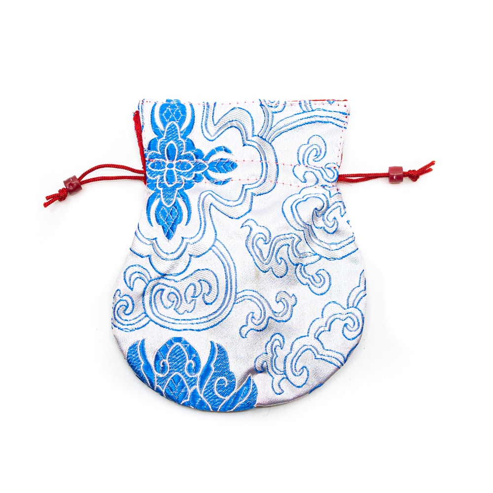 Brokaattasje Handgemaakt – Wit / Blauw