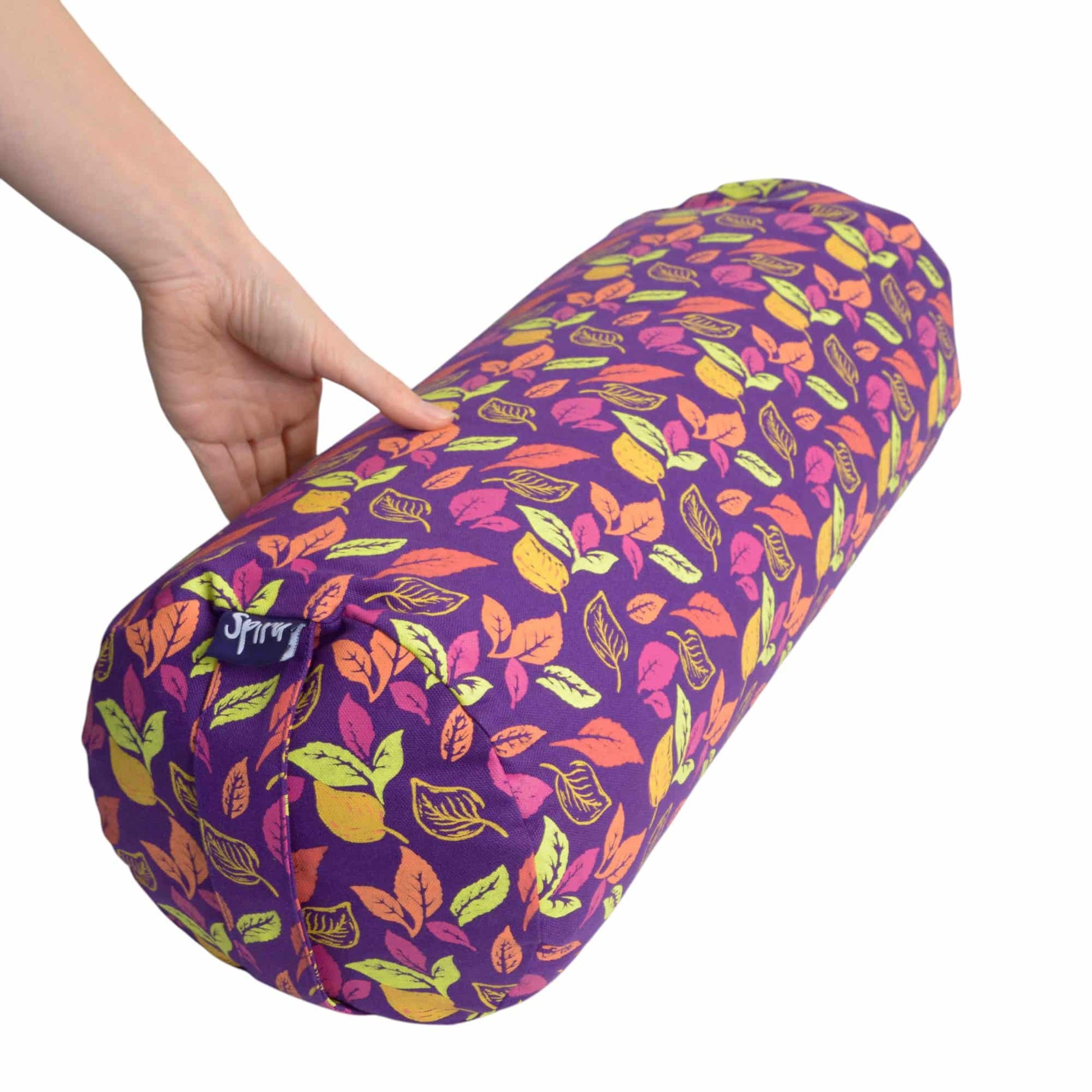 Yoga Bolster Paars Rond Katoen – Floral Print – 59 x 21,5 cm