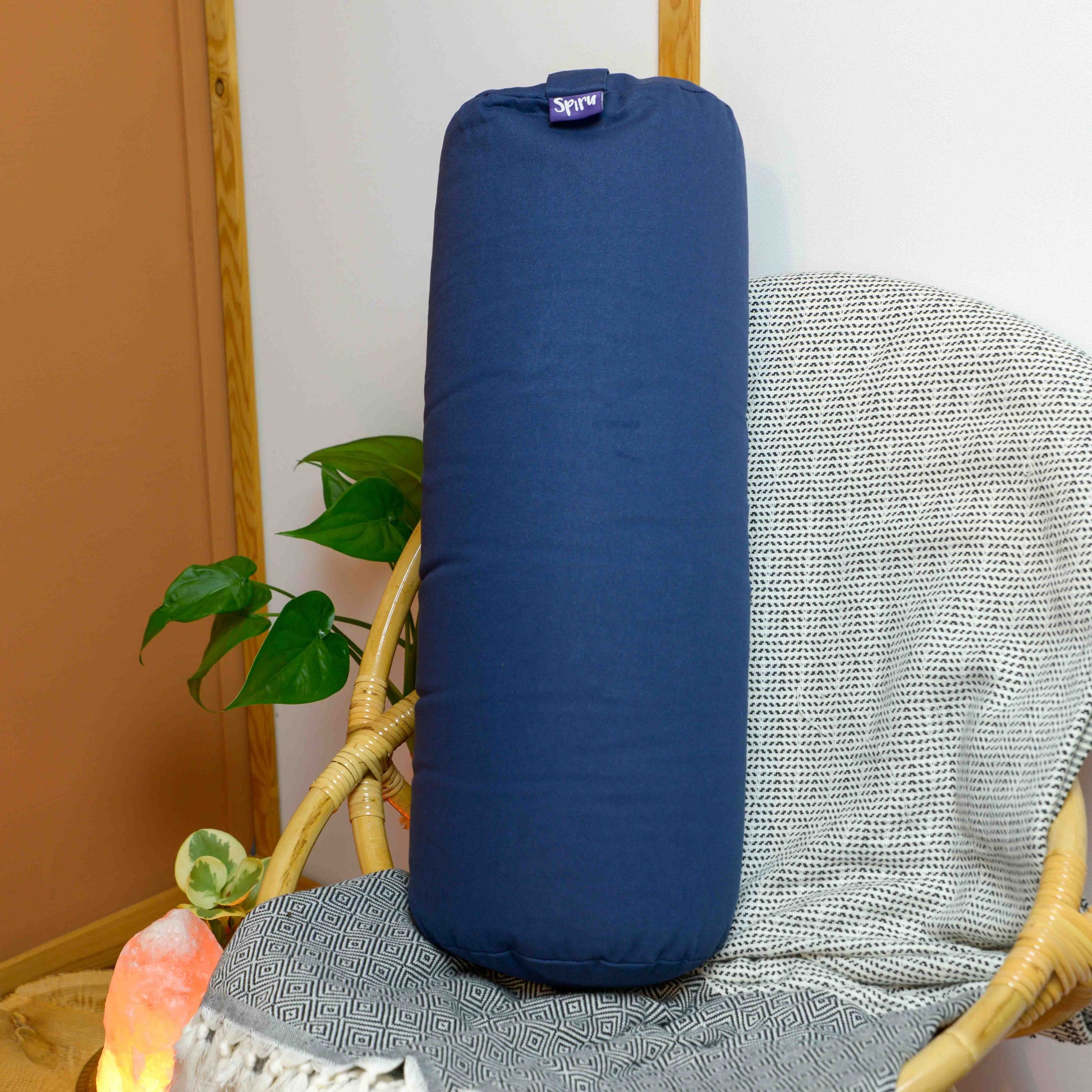 Yoga Bolster Blauw Rond Katoen – Effen – 59 x 21,5 cm