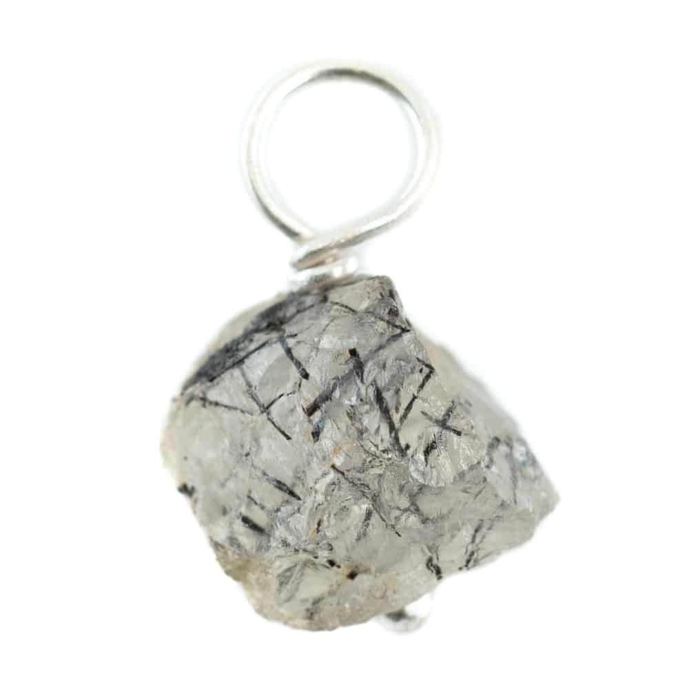 Ruwe Edelsteen Hanger Zwarte Rutielkwarts 925 Zilver (8 – 12 mm)