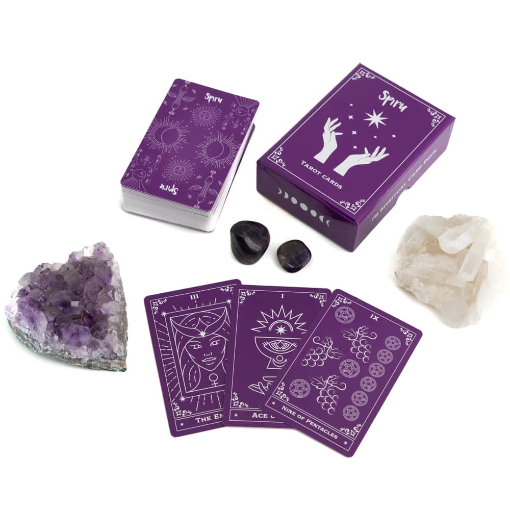 Spiru Tarotkaart Deck – 78 Tarotkaarten inclusief Doosje – Paars