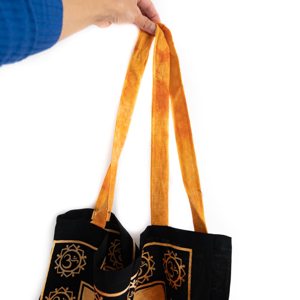 Tote Bag Katoen – OHM en Chakras Oranje (45 cm)
