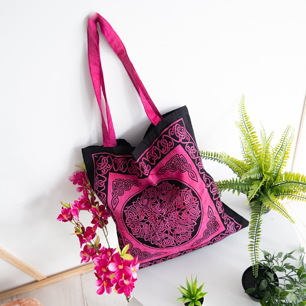Tote Bag Katoen – Roze/ Zwart (45 cm)