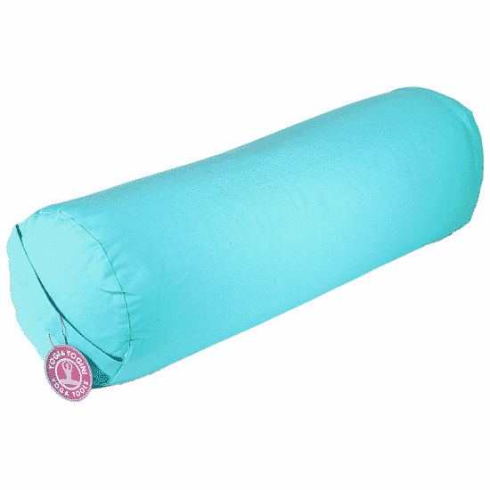 Yogi & Yogini Yoga Bolster Turquoise Rond Katoen – Effen – 60 x 16 cm