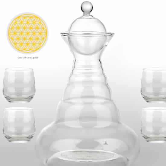 Vitaalwaterkaraf  & 4 Mythos Glazen Goudkleurig