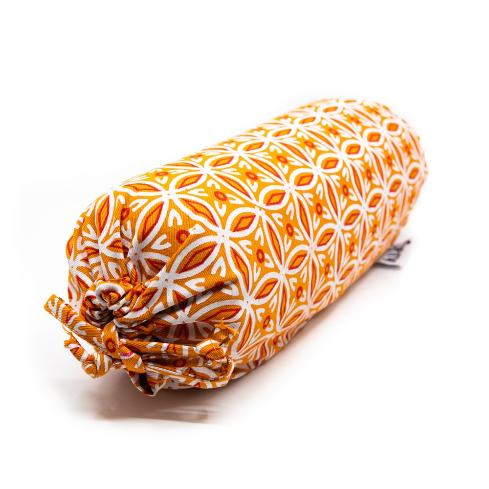 Yoga Mini Nek Bolster Oranje Rond Katoen – 34 x 10 x 10 cm