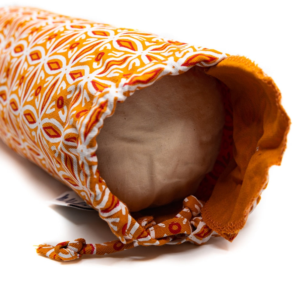 Yoga Mini Nek Bolster Oranje Rond Katoen – 34 x 10 x 10 cm