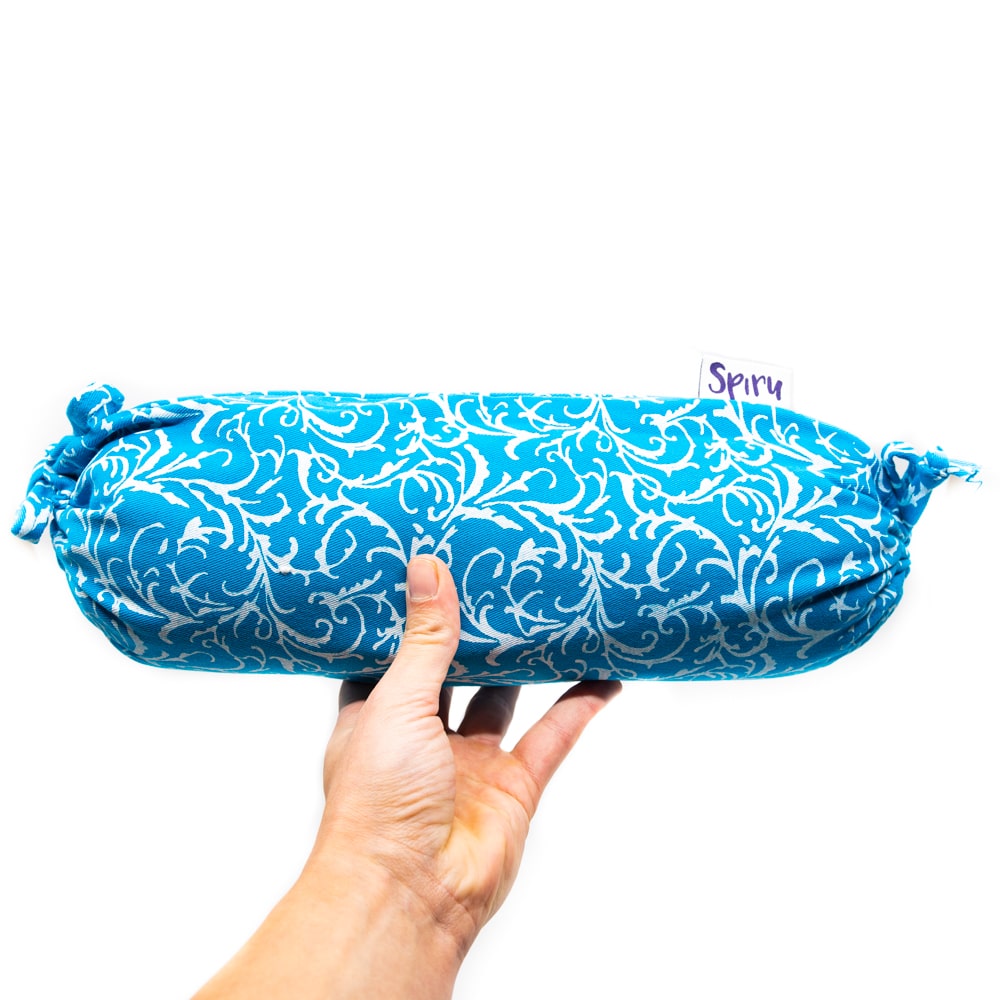 Yoga Mini Nek Bolster Blauw Rond Katoen – 34 x 10 x 10 cm