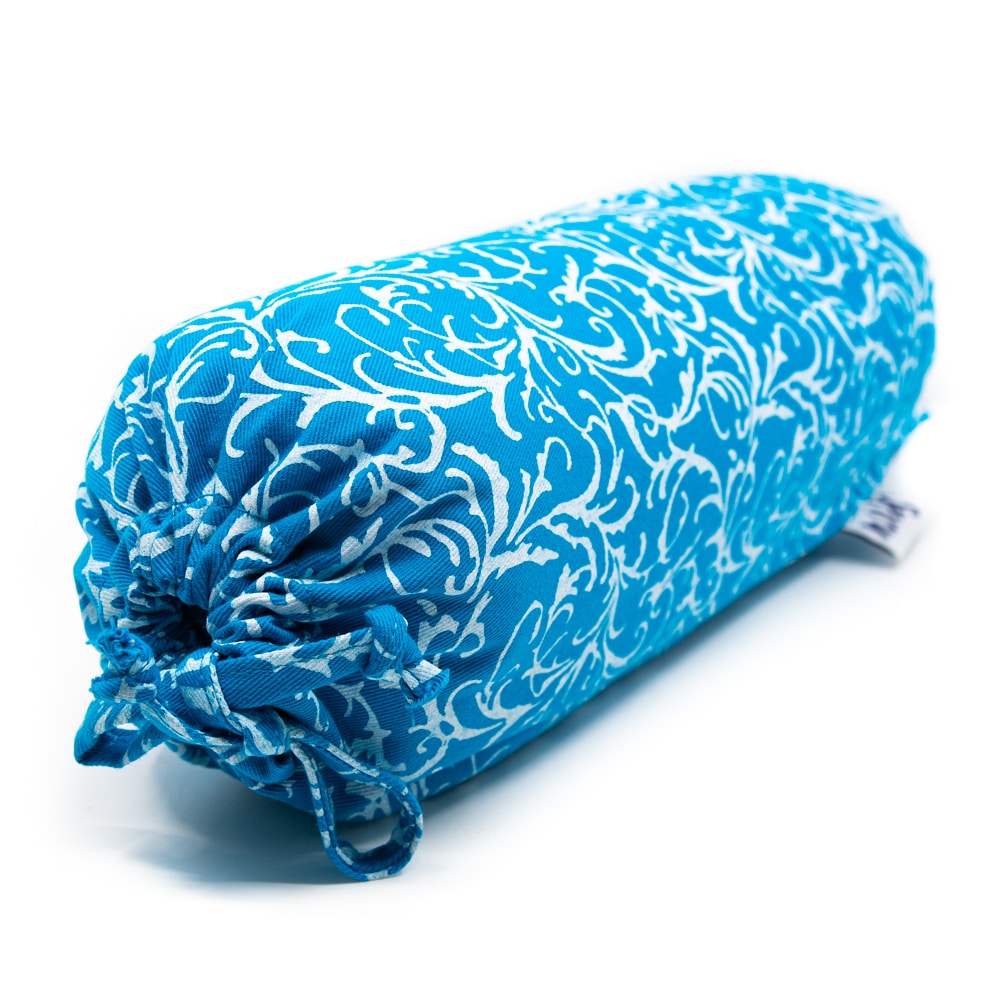 Yoga Mini Nek Bolster Blauw Rond Katoen – 34 x 10 x 10 cm