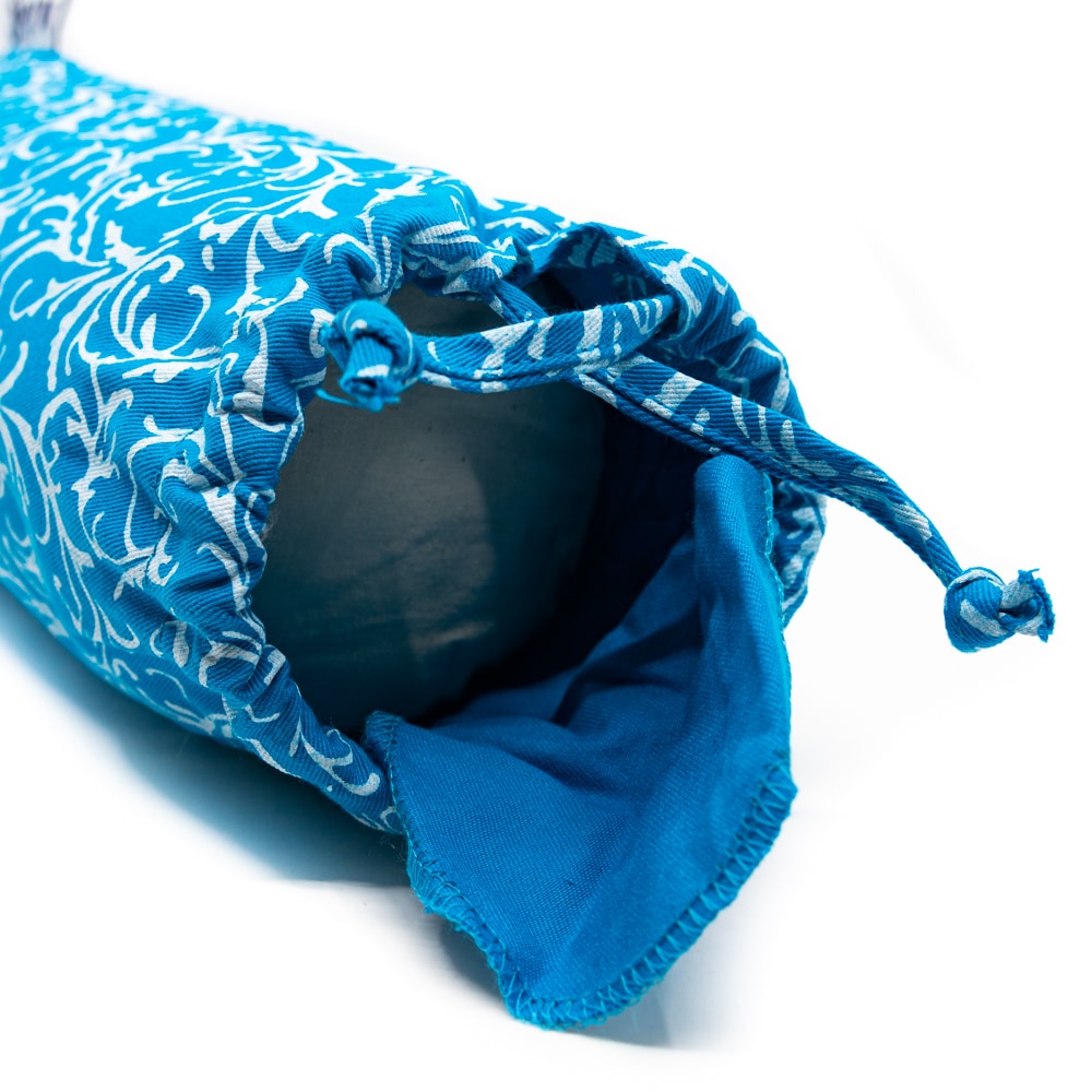 Yoga Mini Nek Bolster Blauw Rond Katoen – 34 x 10 x 10 cm